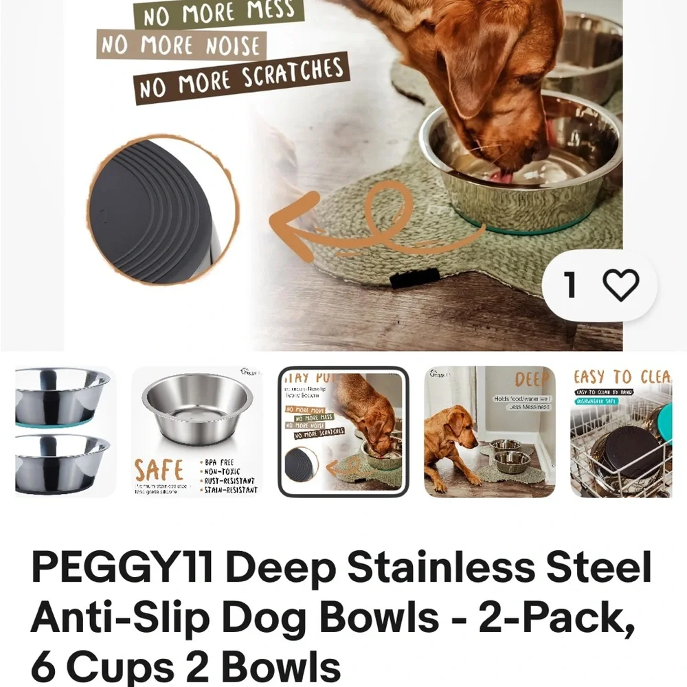 Peggy 11 Stainless Steel Dog Bowls Non-Skid 10” diameter 4” deep.